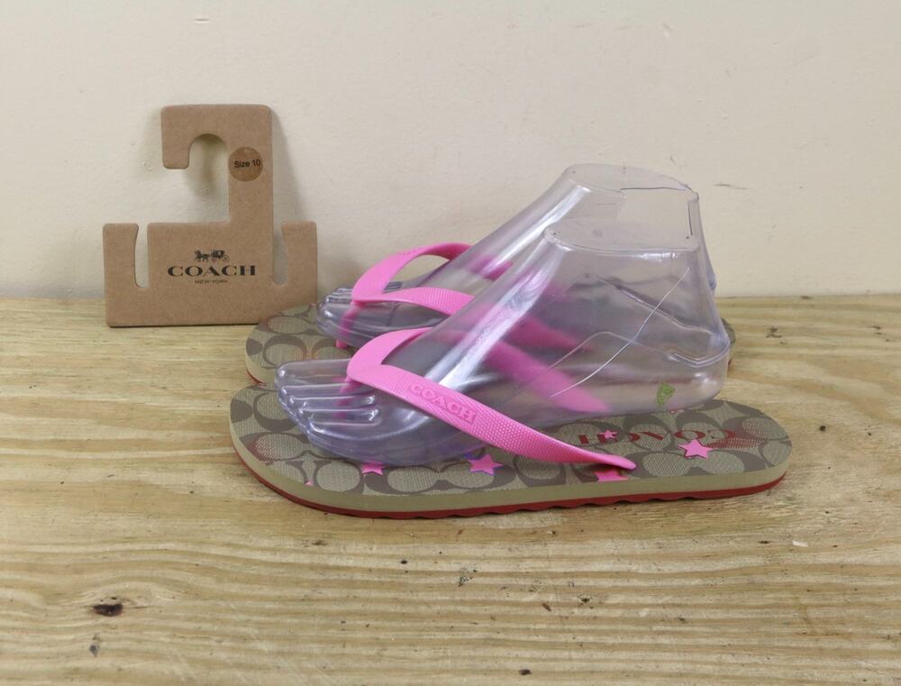 New Coach Flip Flops 10 Signature Zak Khaki Pink Shooting Star Fairy Preppy
